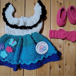 Handmade Crochet Baby Dress Set with Accessories